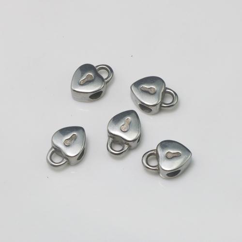 Stainless Steel Bail Bead, 304 Stainless Steel, Heart, DIY, original color Approx 4mm [