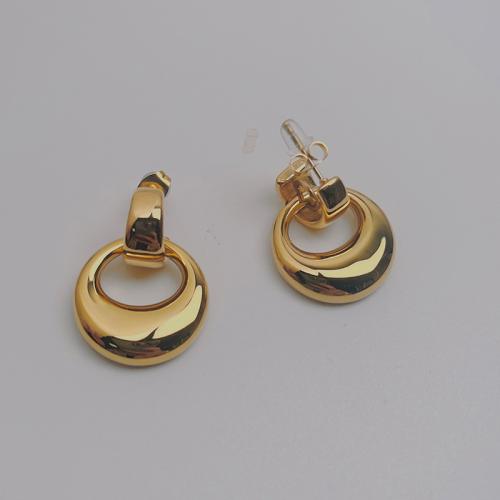 Stainless Steel Drop Earring, 304 Stainless Steel, Round, gold color plated, for woman, 21mm 