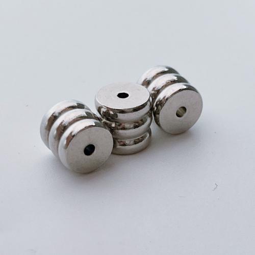 Edelstahl Perlen, 304 Edelstahl, mit Kunststoff Perlen, Zylinder, plattiert, DIY, 8.5x8mm, Bohrung:ca. 1.7mm, 100PCs/Tasche, verkauft von Tasche