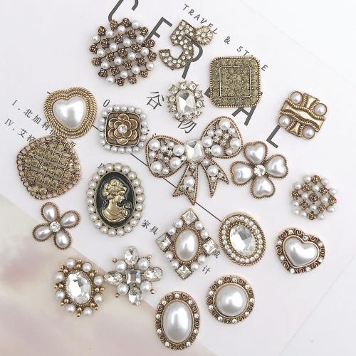 Mobile Phone DIY Decoration, Zinc Alloy, with Plastic Pearl, plated 
