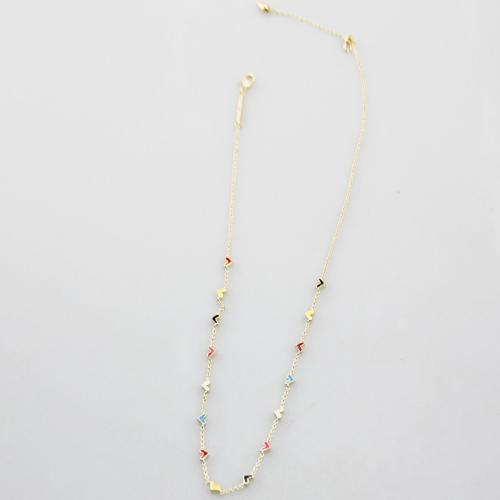 Ожерелье ручной латунные, Латунь, Другое покрытие, Женский & эмаль, Золотой, длина:Приблизительно 47 см, продается PC
