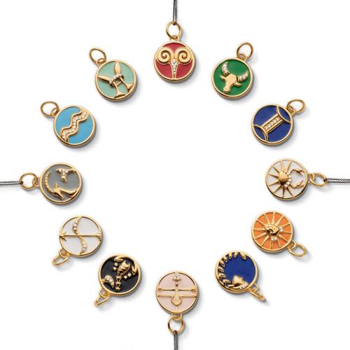 Titanium Steel Jewelry Necklace, with 10cm extender chain, Vacuum Ion Plating, Zodiac symbols jewelry & micro pave cubic zirconia & enamel cm 