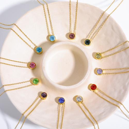 Collier de bijoux de titane, Acier titane, avec 5cm chaînes de rallonge, pavé de micro zircon & pour femme, plus de couleurs à choisir cm, Vendu par PC