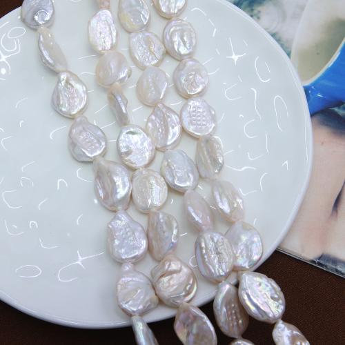Button Cultured Freshwater Pearl Beads, fashion jewelry & DIY, white, Length about 9-11mm Approx 38 cm 