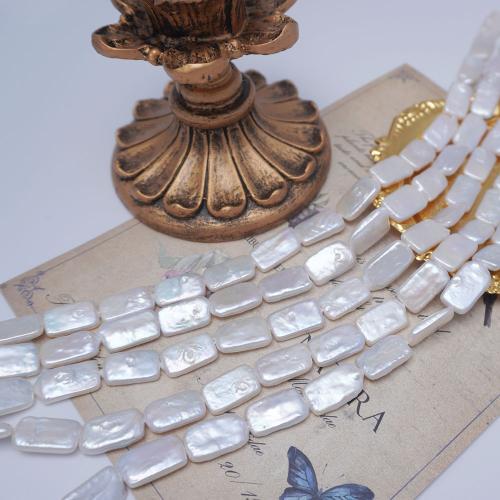 Naturel d'eau douce perles, perle d'eau douce cultivée, rectangle, bijoux de mode & DIY, blanc Environ 38 cm, Vendu par brin