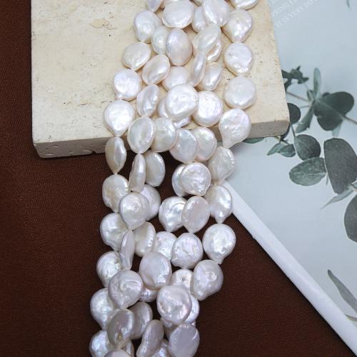 Button Cultured Freshwater Pearl Beads, fashion jewelry & DIY, white, Length about 12-13mm Approx 38 cm 