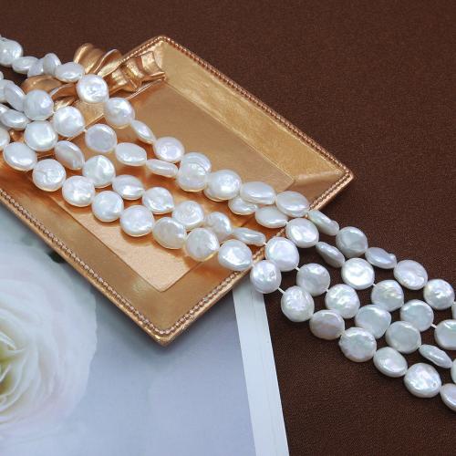 Button Cultured Freshwater Pearl Beads, fashion jewelry & DIY, white, Length about 9-10mm Approx 38 cm 