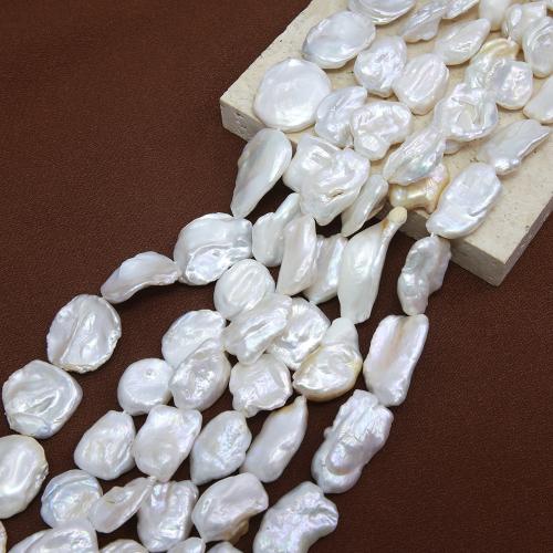 Perles nacres baroques de culture d'eau douce , perle d'eau douce cultivée, bijoux de mode & DIY, blanc, Length about 14-15mm Environ 38 cm, Vendu par brin