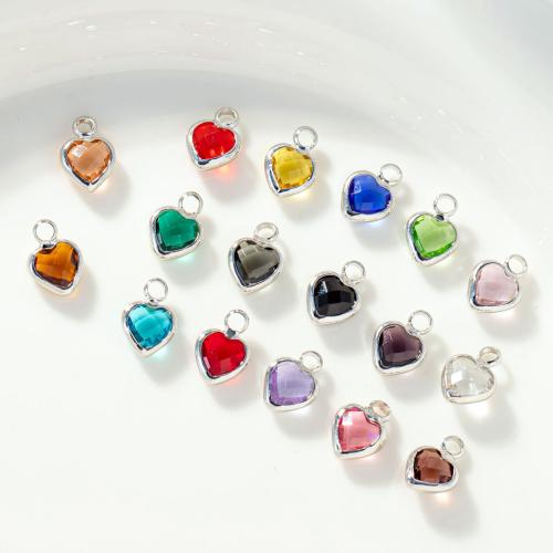 Crystal Brass Pendants, with Crystal, Heart, platinum color plated, fashion jewelry & DIY 