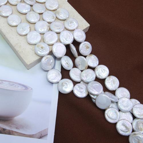 Button Cultured Freshwater Pearl Beads, fashion jewelry & DIY, white, Length about 10-11mm Approx 38 cm 