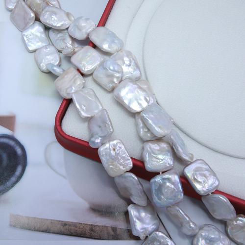 Naturel d'eau douce perles, perle d'eau douce cultivée, rectangle, bijoux de mode & DIY, argent, 14mm Environ 38 cm, Vendu par brin