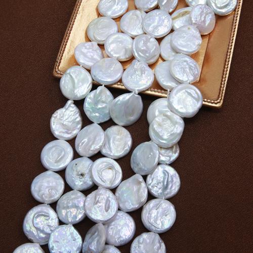 Button Cultured Freshwater Pearl Beads, fashion jewelry & DIY, white, Length about 15-16mm Approx 38 cm [