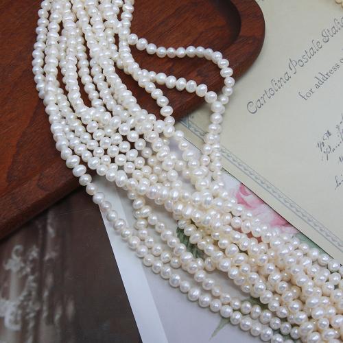 Natural Freshwater Pearl Loose Beads, Slightly Round, fashion jewelry & DIY, white, Length about 4.3-4.8mm Approx 38 cm 