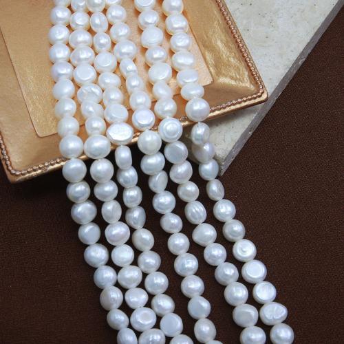 Natural Freshwater Pearl Loose Beads, Dome, fashion jewelry & DIY, white, Length about 8-9mm Approx 38 cm 