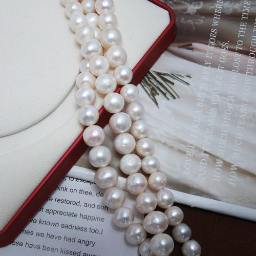 Naturel d'eau douce perles, perle d'eau douce cultivée, Légèrement rond, bijoux de mode & DIY, blanc, 12mm Environ 38 cm, Vendu par brin