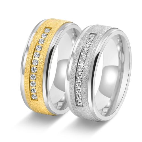 Нержавеющая сталь Rhinestone палец кольцо, Нержавеющая сталь 304, вакуумное ионное покрытие, разный размер для выбора & Мужский & со стразами, Много цветов для выбора, width 8mm, продается PC