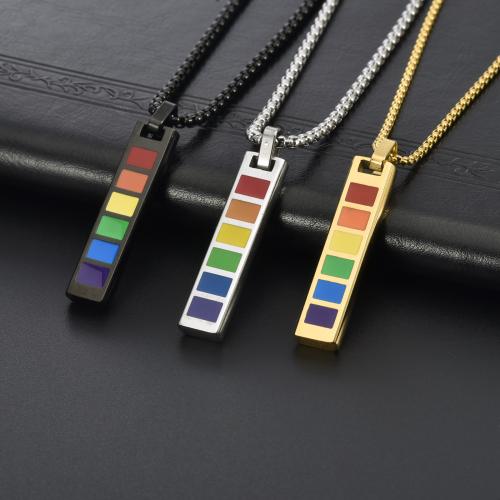 Stainless Steel Jewelry Necklace, 304 Stainless Steel, polished, Unisex & enamel Approx 60 cm 