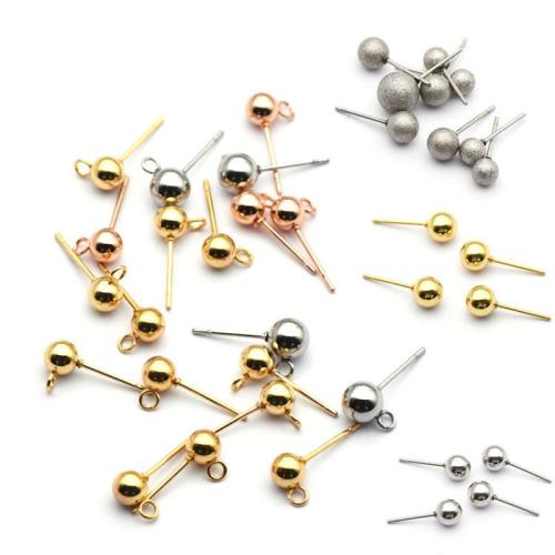 Stainless Steel Earring Stud Component, 304 Stainless Steel, Vacuum Ion Plating, DIY Approx 