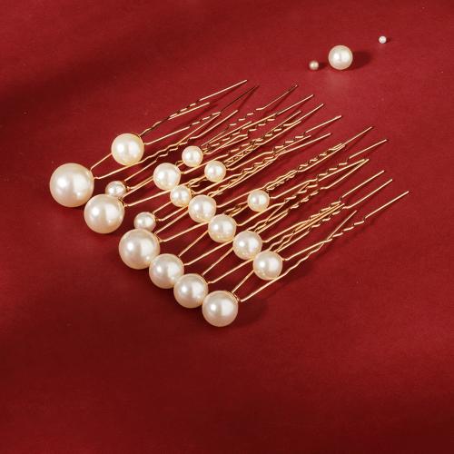 Hair Stick, Zinc Alloy, with Plastic Pearl, plated, for bridal 