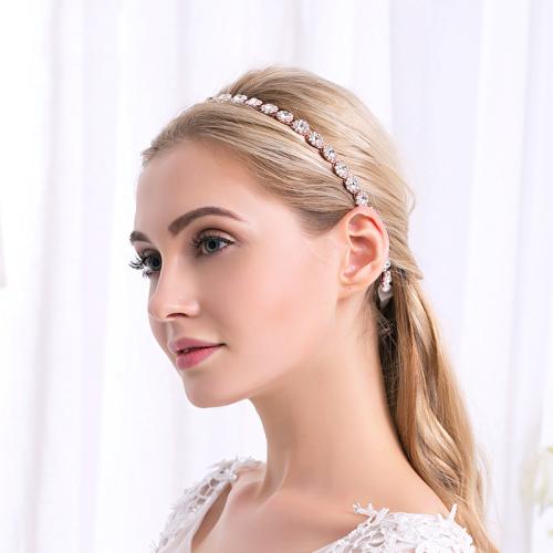 Headband, Zinc Alloy, with Cloth, plated, for bridal & with rhinestone 