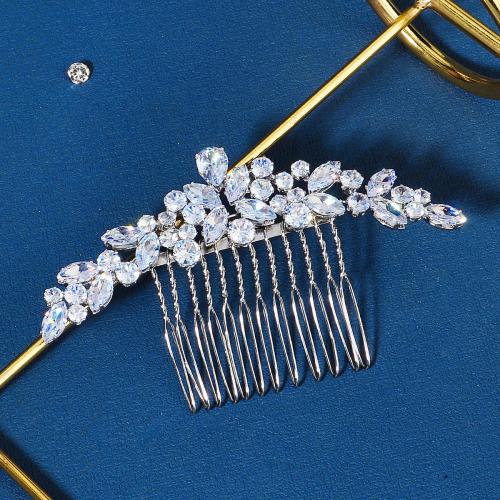 Decorative Hair Combs, Zinc Alloy, plated, for bridal & with rhinestone 