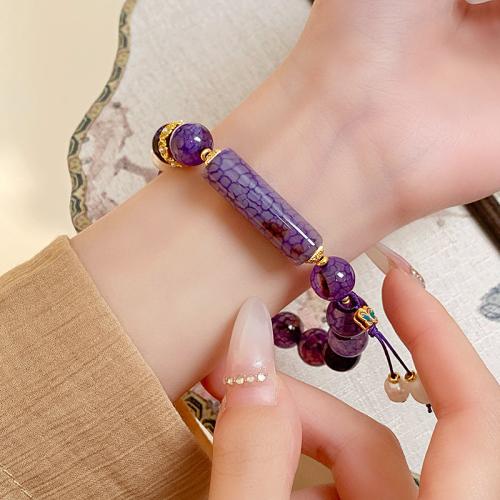 Brass Bracelets, with ABS Plastic Pearl & Amethyst, plated, fashion jewelry, purple cm 
