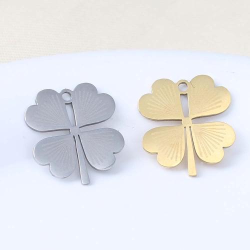 Stainless Steel Clover Pendant, 201 Stainless Steel, Grass, plated, DIY [