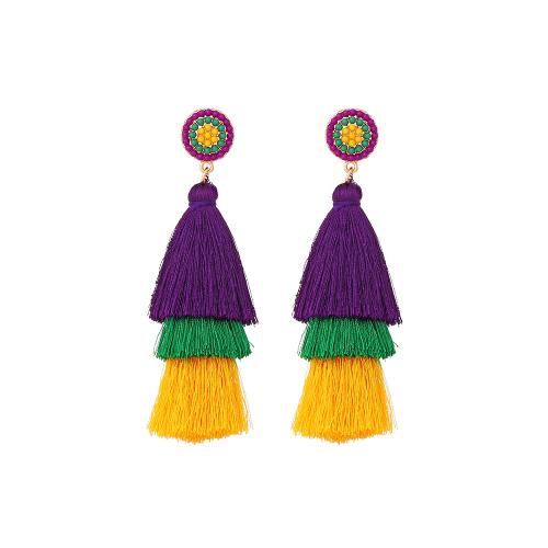 Fashion Tassel Earring, Zinc Alloy, with Seedbead & Polyester, plated, fashion jewelry, mixed colors 