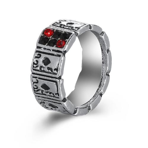 Anillo de dedo de aleación de Zinc, Joyería & unisexo & con diamantes de imitación, color original, Vendido por UD