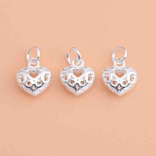 Sterling Silver Heart Pendants, 925 Sterling Silver, DIY, silver color 