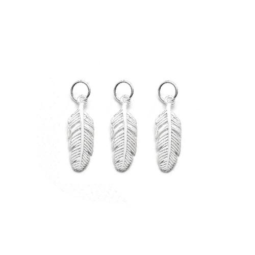 Sterling Silver Pendants, 925 Sterling Silver, Feather, DIY, silver color 