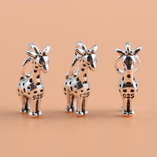 Sterling Silver Animal Pendants, 925 Sterling Silver, Giraffe, DIY, original color 