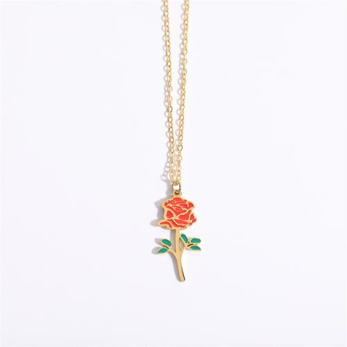 Titanium Steel Jewelry Necklace, with 5cm extender chain, Vacuum Ion Plating & for woman & enamel, multi-colored cm 
