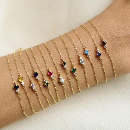 Titane bracelet en acier et bracelet, Acier titane, avec perle de plastique, avec 5cm chaînes de rallonge, pavé de micro zircon & pour femme, plus de couleurs à choisir cm, Vendu par PC