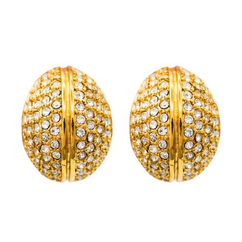 Stainless Steel Stud Earring, 304 Stainless Steel, 18K gold plated, fashion jewelry & micro pave cubic zirconia & for woman, golden 