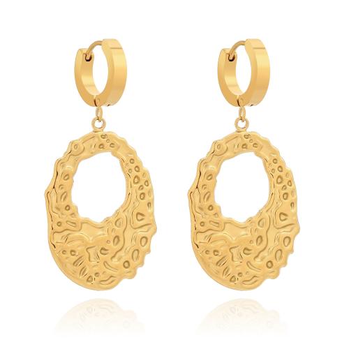 Huggie Hoop Drop Earring, 316 Stainless Steel, 18K gold plated, fashion jewelry & for woman & hollow, golden 