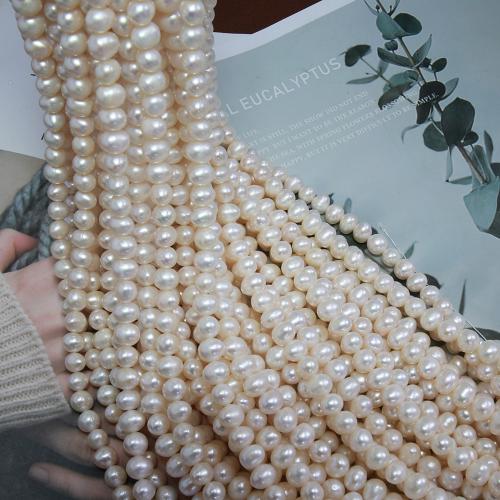 Naturel d'eau douce perles, perle d'eau douce cultivée, Légèrement rond, bijoux de mode & DIY, blanc, Length about 8-9mm Environ 38 cm, Vendu par brin