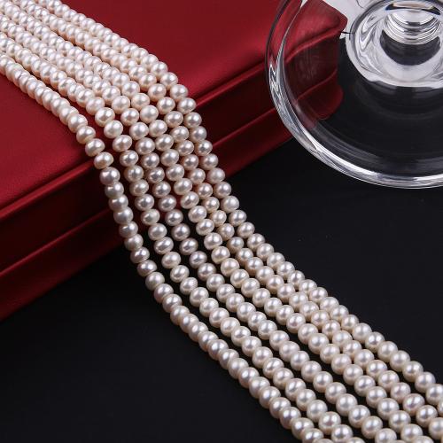 Natural Freshwater Pearl Loose Beads, Dome, fashion jewelry & DIY, white, Length about 5-6mm Approx 38 cm 