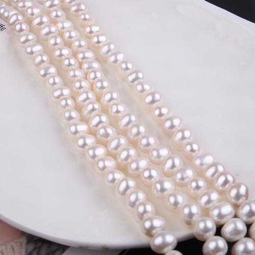 Potato Cultured Freshwater Pearl Beads, Oval, fashion jewelry & DIY, white, Length about 8-9mm Approx 38 cm 