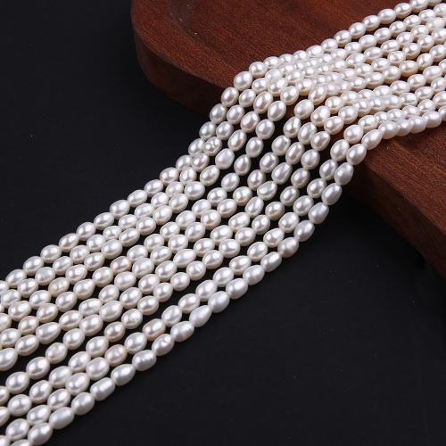 Rice Cultured Freshwater Pearl Beads, fashion jewelry & DIY, white, Length about 4-5mm Approx 38 cm 