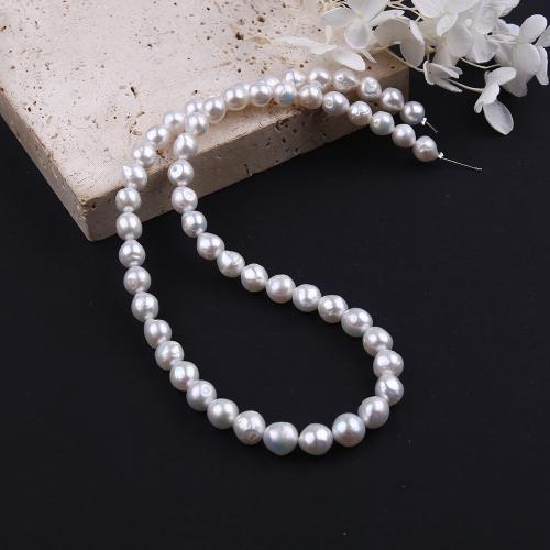 Natural Freshwater Pearl Loose Beads, Slightly Round, fashion jewelry & DIY, white, Length about 7-8mm Approx 38 cm 