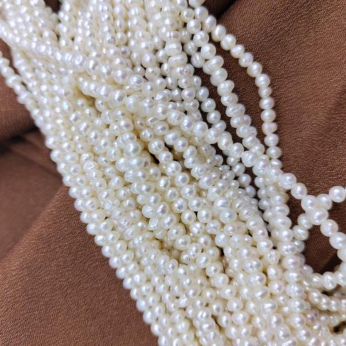 Natural Freshwater Pearl Loose Beads, Slightly Round, fashion jewelry & DIY, white, Length about 2.5-3mm Approx 38 cm 