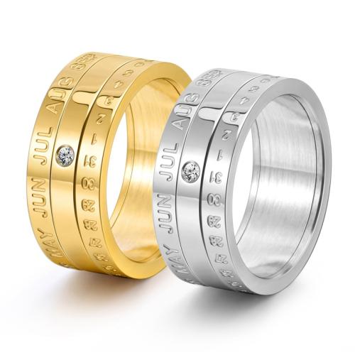 Нержавеющая сталь Rhinestone палец кольцо, Нержавеющая сталь 304, вакуумное ионное покрытие, разный размер для выбора & Мужский & со стразами, Много цветов для выбора, width 9mm, продается PC