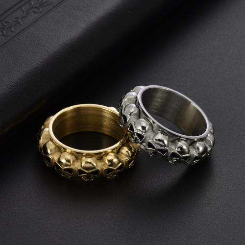 Stainless Steel Finger Ring, 304 Stainless Steel, Skull, polished, fashion jewelry & for man width 9mm 
