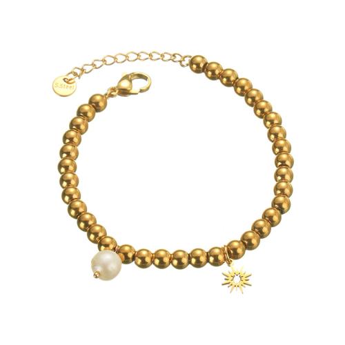 Bracelet en acier inoxydable, Acier inoxydable 304, bijoux de mode & styles différents pour le choix & pour femme, doré, Vendu par PC