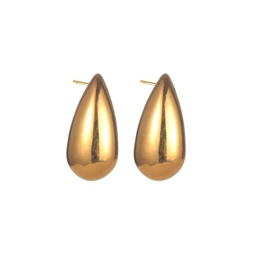 Stainless Steel Stud Earring, 304 Stainless Steel, Teardrop, 18K gold plated, fashion jewelry & for woman, golden 