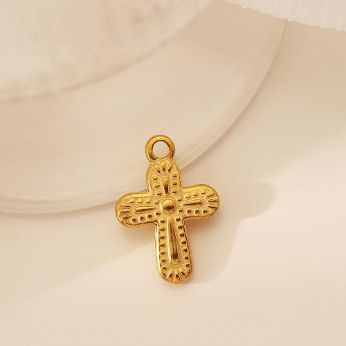 Stainless Steel Cross Pendants, 304 Stainless Steel, fashion jewelry & for woman, golden [