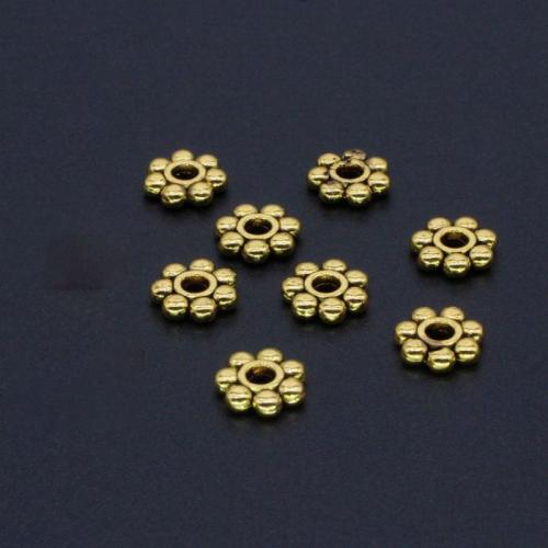 Perles intercalaires en alliage de zinc, fleur, Placage de couleur d'or, DIY, 7.8mm Vendu par sac