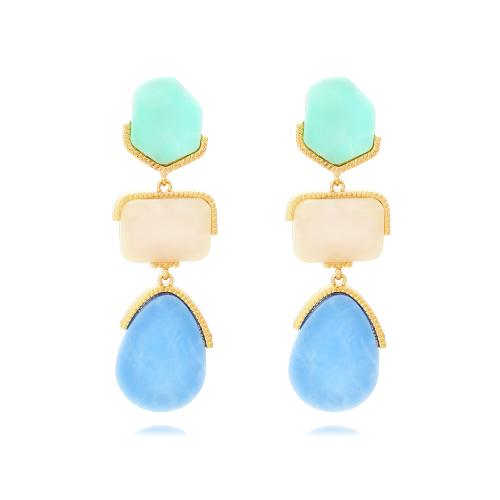 Resin Zinc Alloy Earring, with Resin, plated, fashion jewelry 