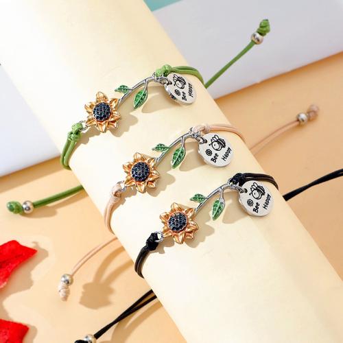 Enamel Zinc Alloy Bracelets, with Wax Cord & Copper Coated Plastic & 304 Stainless Steel, for woman Approx 16-28 cm 